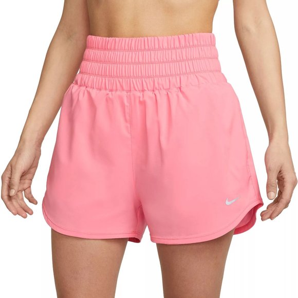 Women's Pink Nike One Dri-FIT Ultra High-Waisted 3" Brief-Lined Shorts, Size M - Picture 6 of 6